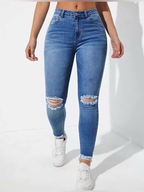 Flexra Ripped Raw Cut Skinny Jeans
